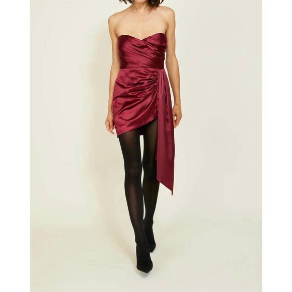 NEW LINE AND DOT mira mini dress in crimson - Picture 2 of 5